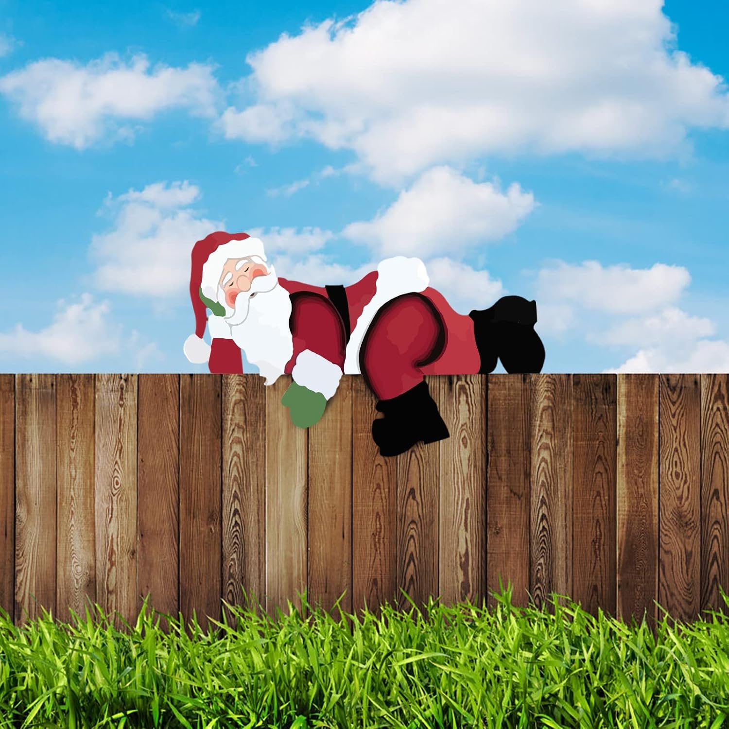 Decoración de valla de Navidad con muñeco de nieve de Papá Noel, reno, muñeco de nieve, monstruo, valla de Navidad, decoración divertida de Navidad