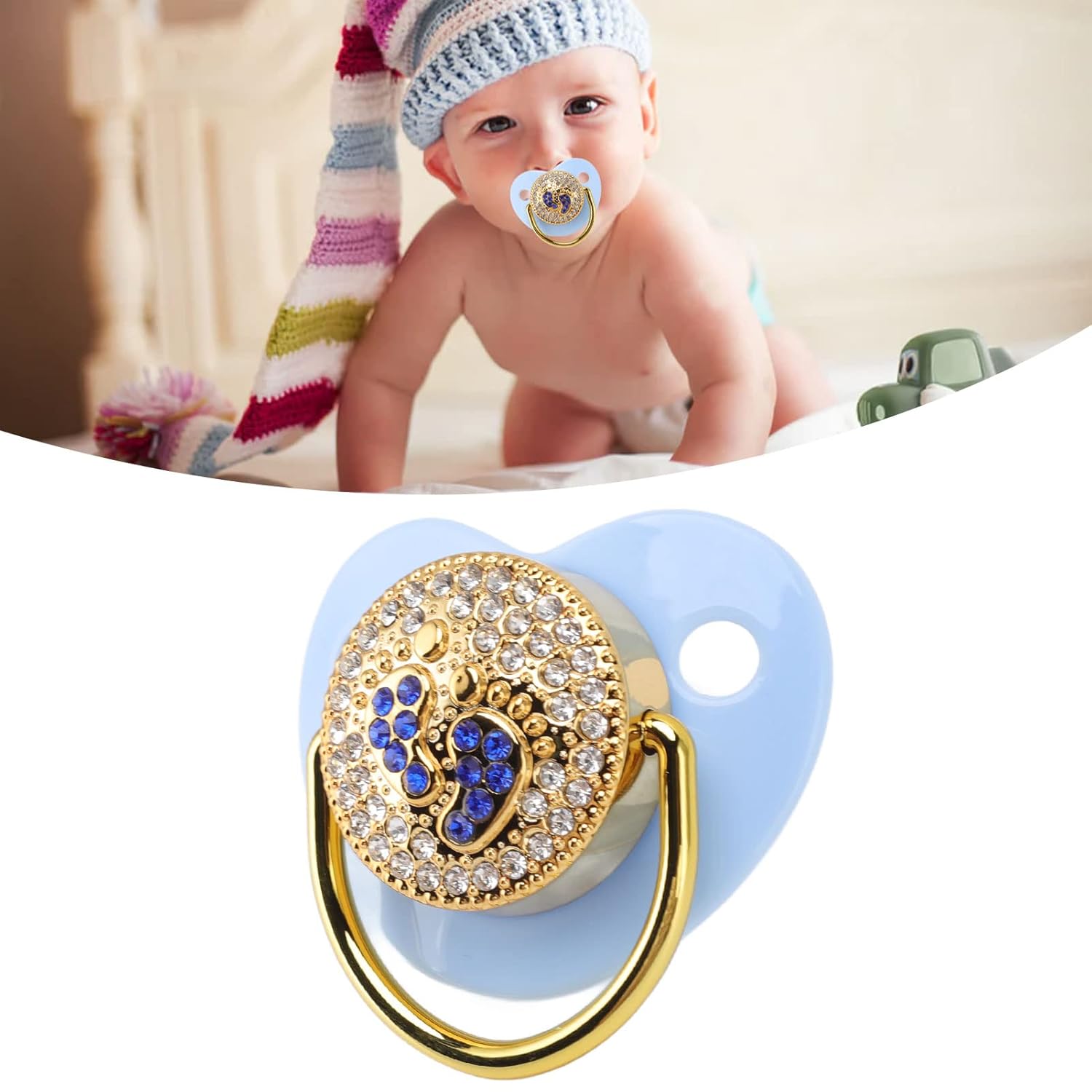 Chupete para bebé, chupete personalizado para recién nacido, chupete con patrón de pie, chupete de silicona para recién nacido, pezón infantil de 6