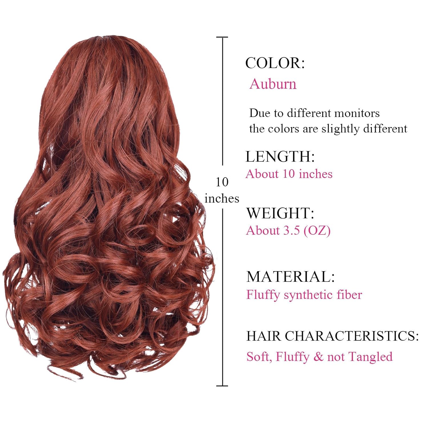 SYXLCYGG Cola de caballo con clip, extensiones de cola de caballo negras onduladas de 10 pulgadas, 3.5 onzas, pelo sintético como pelo real, fácil