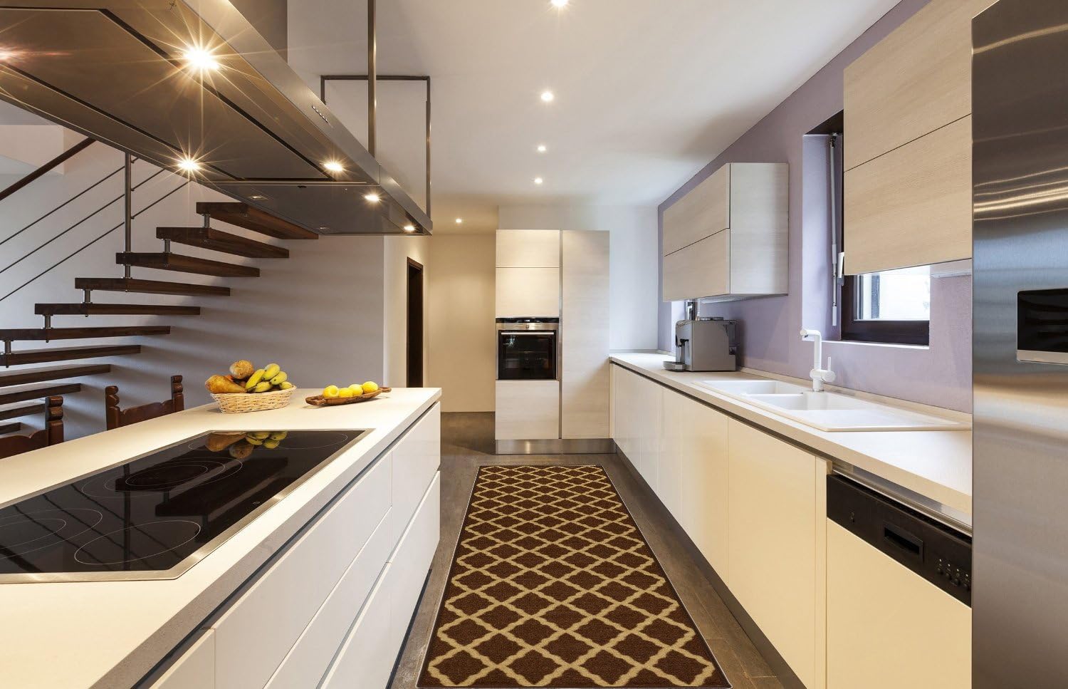 Ottomanson Glamour Collection – Alfombra para cocina, baño y pasillo, antideslizante, diseño de enrejado marroquí contemporáneo