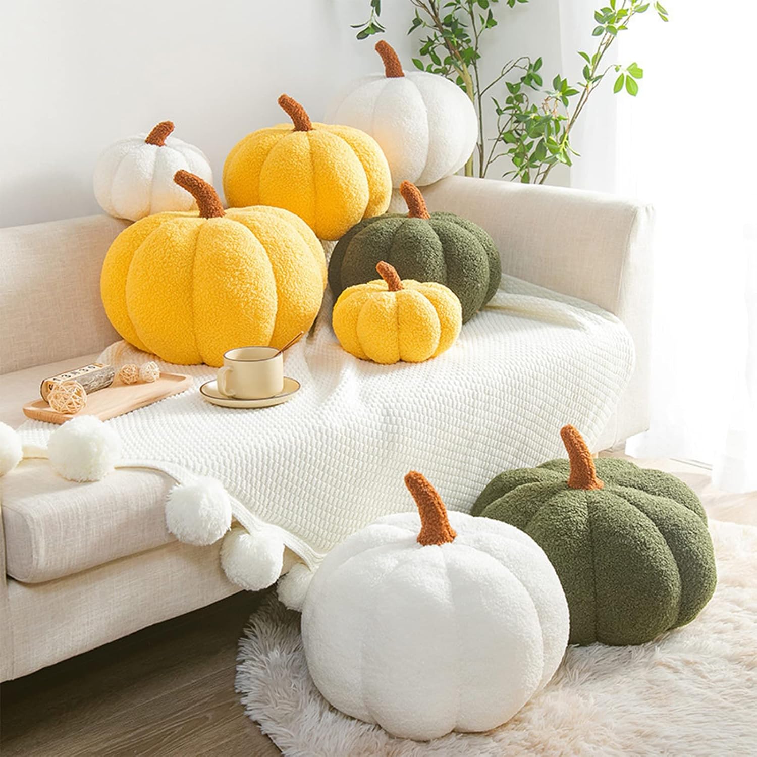 Halloween Pumpkin Pillow, Handmade Halloween Pumpkin Throw Pillow Decor, Halloween Plush Stuffed Halloween Pumpkin Shaped Decoration, for Home Decor