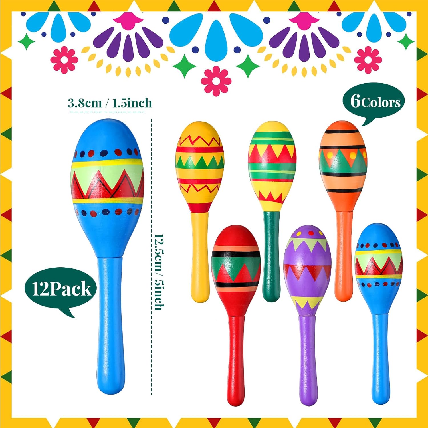 Hungdao 24 piezas de decoraciones de fiesta mexicana, incluye mini piñata de burro, maracas de fiesta de madera para niños, mini sombrero, sombreros