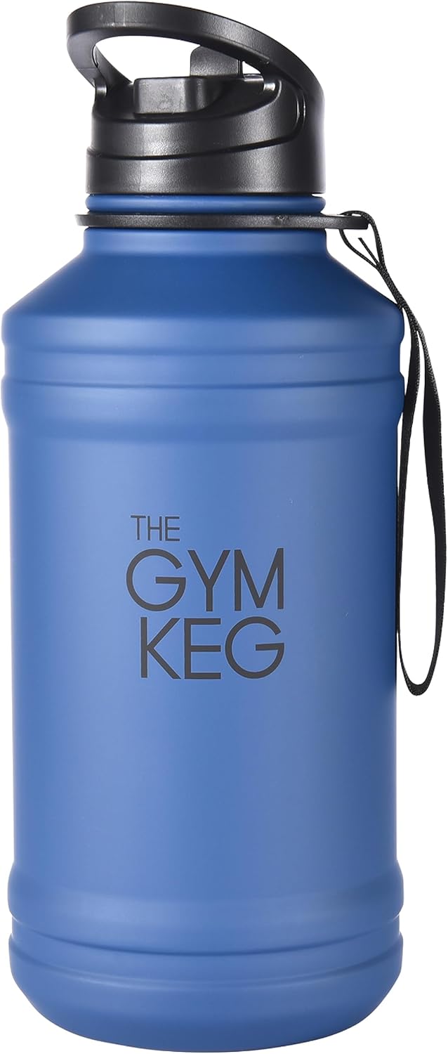 THE GYM KEG Botella de acero inoxidable con barril de agua – A prueba de fugas, contenedor aislado para bebidas calientes y frías, duradera,