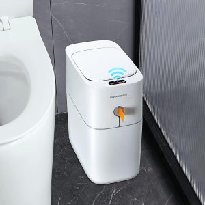 MOPUP Basurero de baño pequeño automático de 3.5 galones, con sensor de movimiento delgado, de plástico, estrecho, para dormitorio, oficina, casa MOPUP Basurero de baño pequeño automático de 3.5 galones, con sensor de movimiento delgado, de plástico, estrecho, para dormitorio, oficina, casa