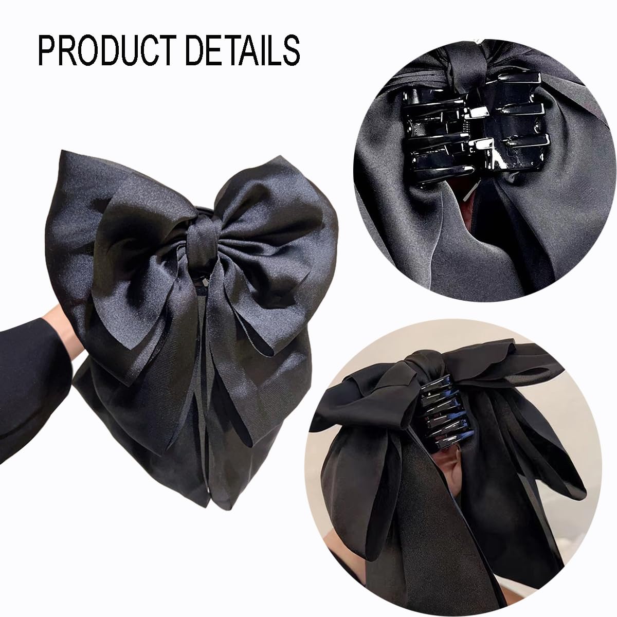 Pinzas para el pelo con lazo para mujer, pinzas para el cabello con lazo, estilo francés con cola larga para mujeres y niñas, accesorios de