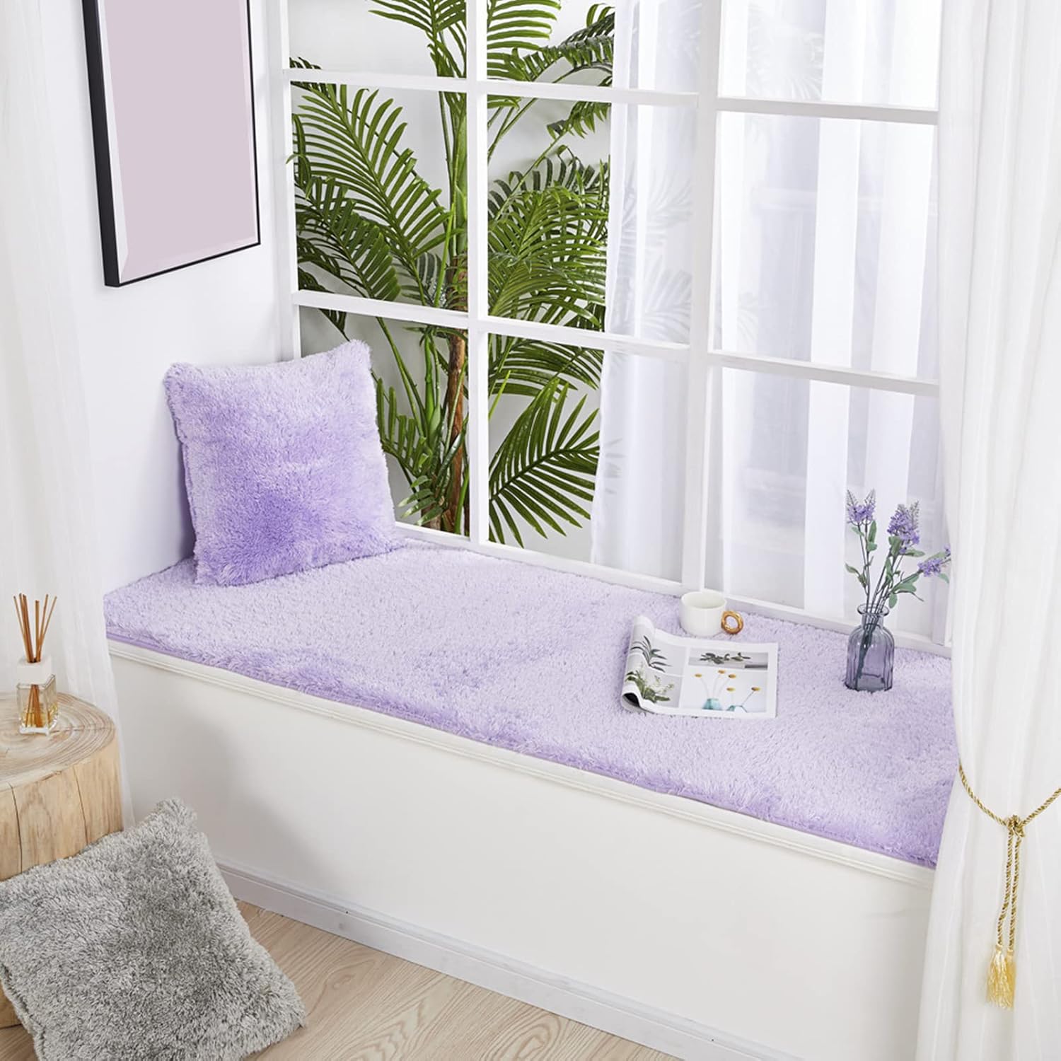 GZYZPDF Tapete de felpa para ventana de bahía, antideslizante, para decoración de ventana de bahía, para interiores, sala de estar, dormitorio,