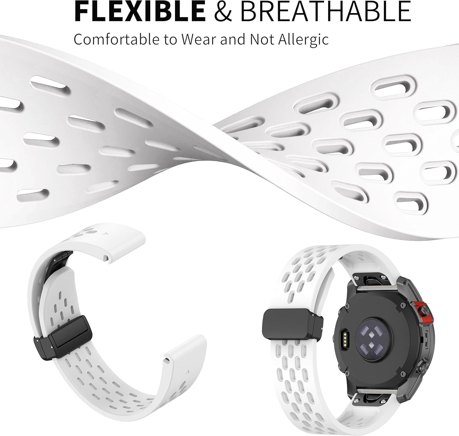 Abanen Correas de reloj deportivas de silicona con orificios de aire para Fenix 7S  Fenix 6S  Fenix 5S  Instinct 2S, correa de muñeca de silicona