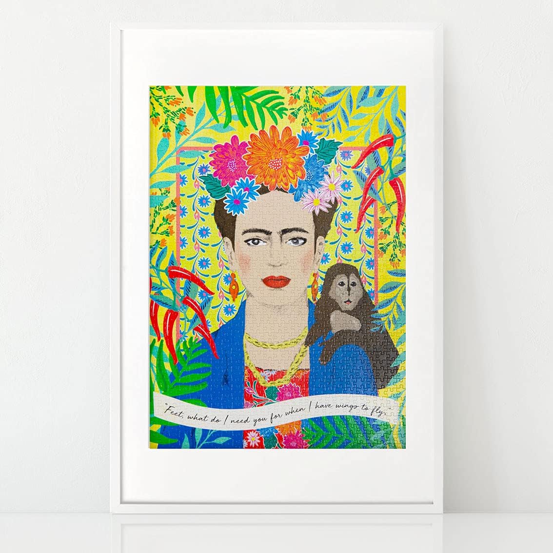 Talking Tables Frida Kahlo – Rompecabezas de 1000 piezas con póster a juego y hoja de trivia, cita inspiradora para mujer, diseño ilustrado