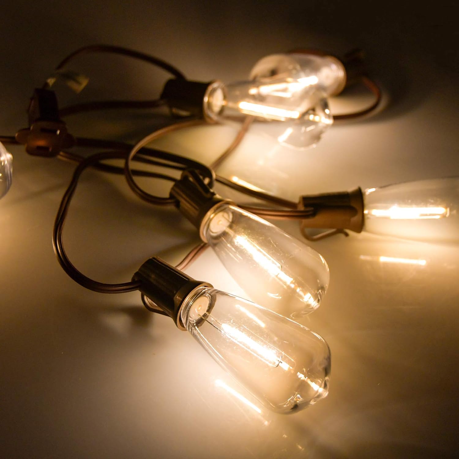 Paquete de 10 bombillas LED Edison, bombillas de repuesto regulables inastillables de 0.6 W, bombillas ST40 de plástico transparente para tira de