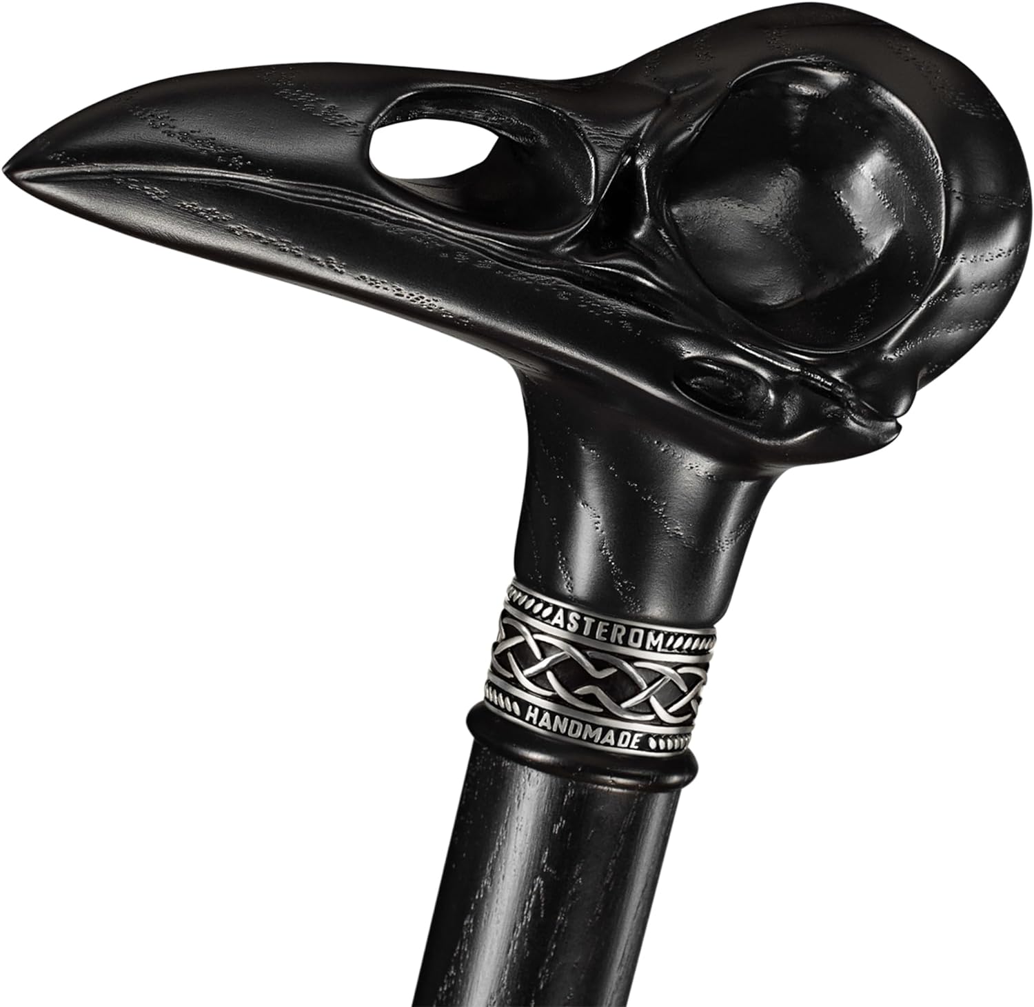Cool Plague Doctor Cane – Elegante bastón steampunk para hombres y mujeres – Bastón negro tallado con calavera de cuervo