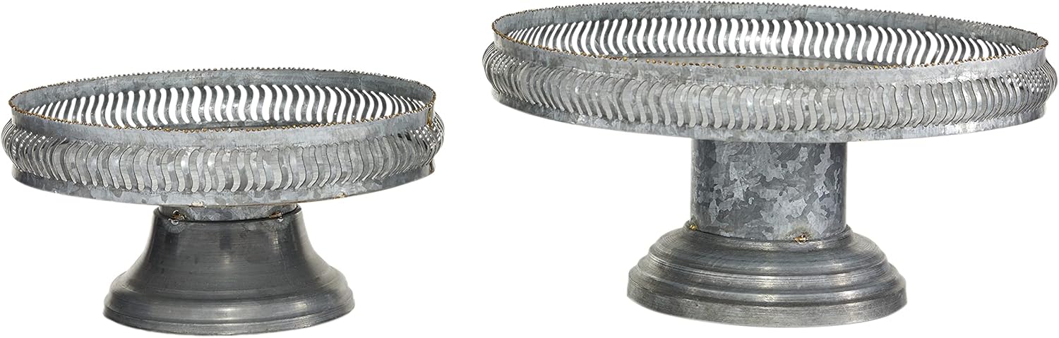 Deco 79 Soporte de metal galvanizado para tartas, juego de 2 12″, 16″W, gris