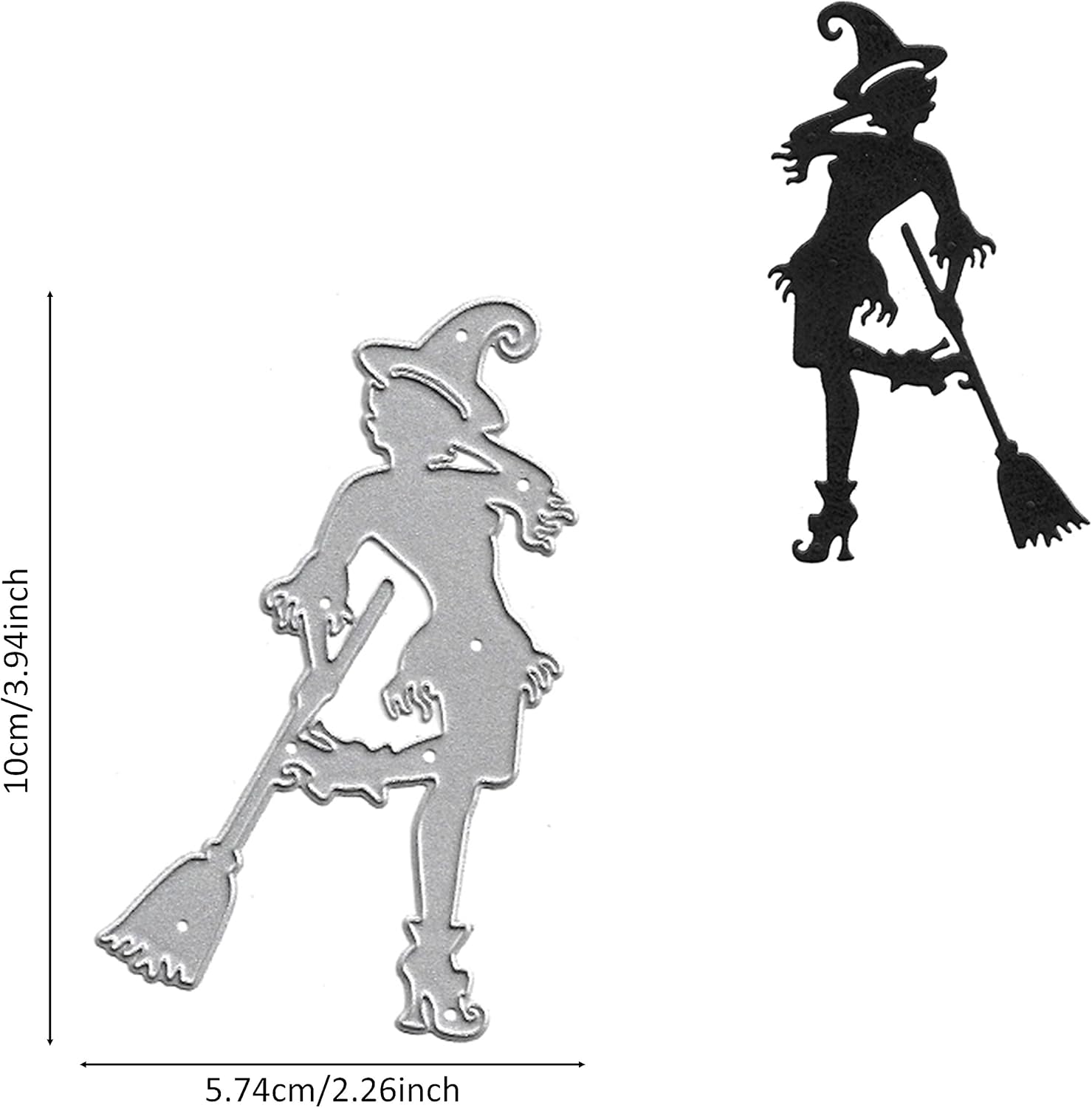 Muere de corte de metal con silueta de bruja de Halloween sexy para hacer tarjetas, álbumes de recortes, bricolaje, regalo de manualidades de papel,