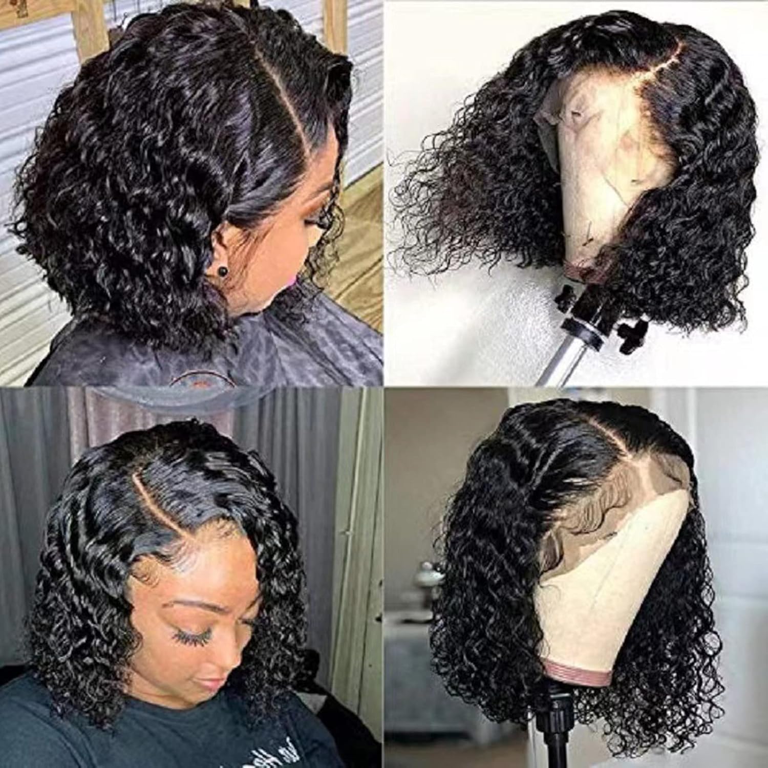 Pelucas de cabello humano con encaje frontal 360 para mujeres negras, pelucas rizadas con abuelitos, pelucas de línea de cabello natural