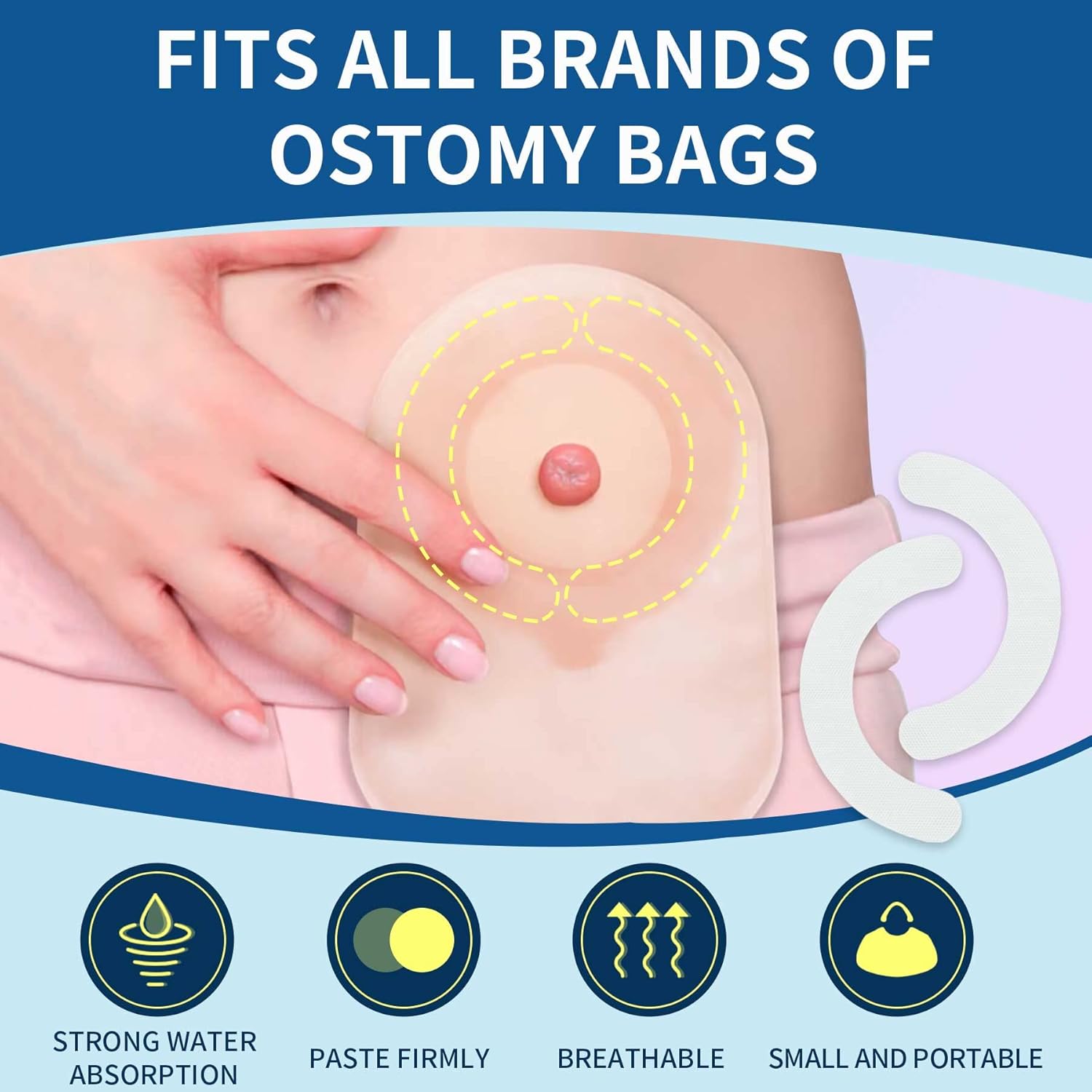 Tiras de barrera para ostomía, suministros de ostomía, tira elástica de barrera para la piel, extensores de cinta de barrera para ostomía para