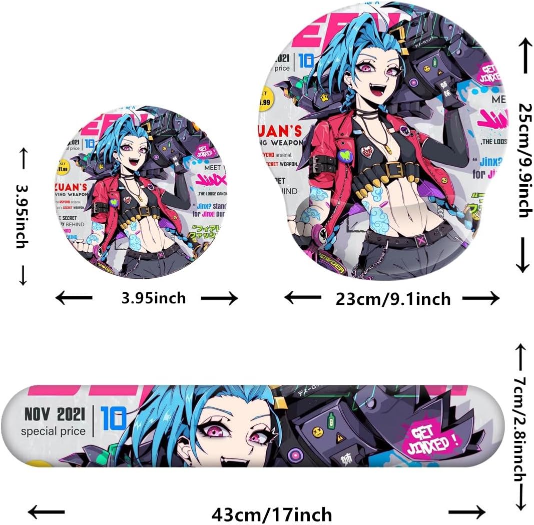 Alfombrilla de mouse de anime con reposamuñecas, teclado y reposamuñecas, juego de almohadillas con posavasos, accesorios de escritorio, alfombrilla
