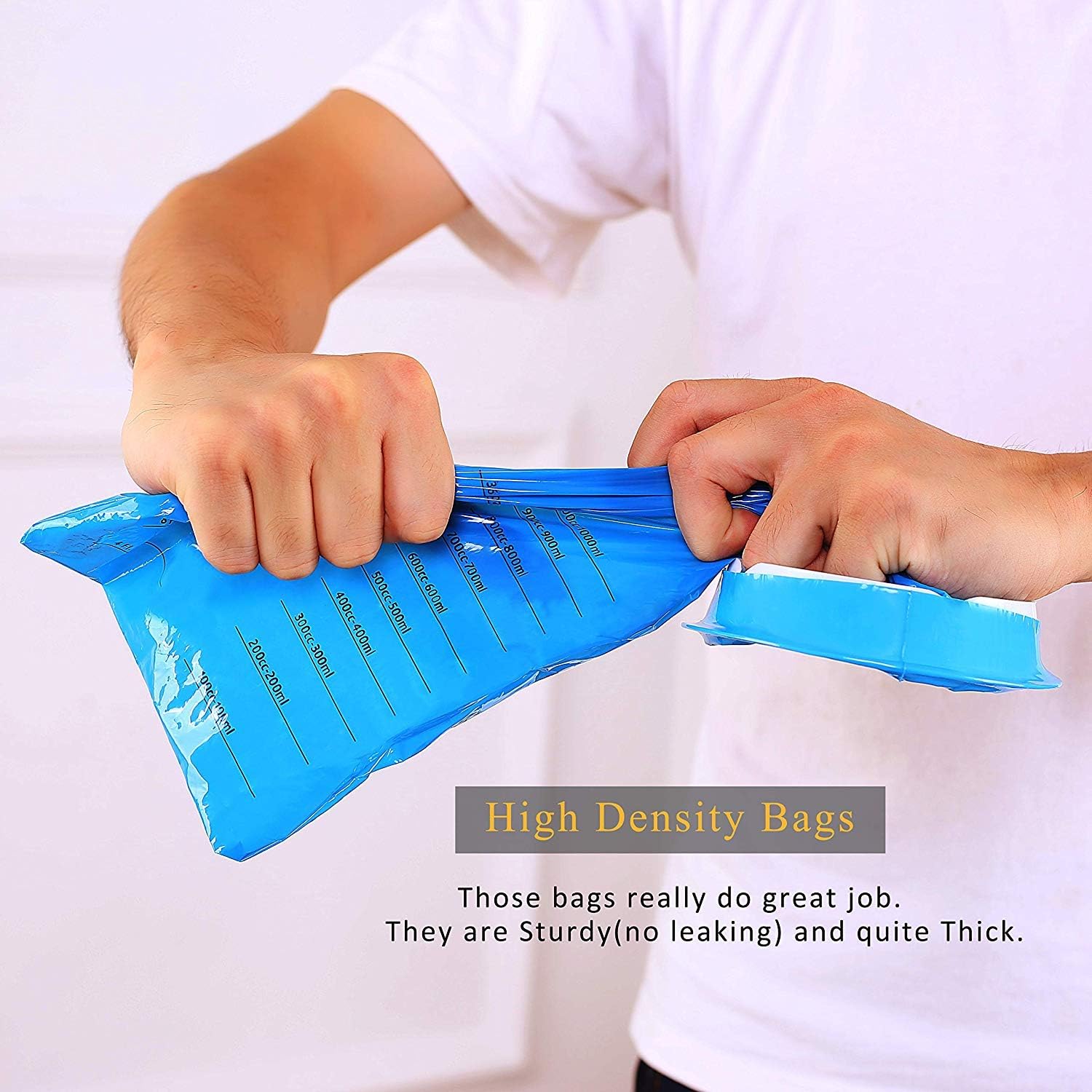 Paquete de 14 bolsas desechables para el vómito (gruesas), bolsas de Barf de 33.8 fl oz, color azul, bolsas para náuseas matutinas resistentes a