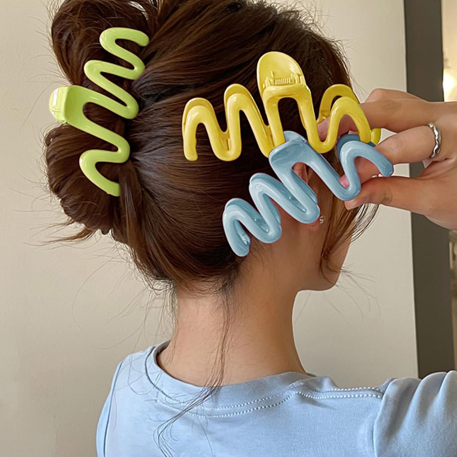 Youvelst Pinzas para el cabello para mujer, grandes gelatinas, dopamina, multicolor, 8 unidades, 4.3 pulgadas, agarre fuerte, antideslizantes,