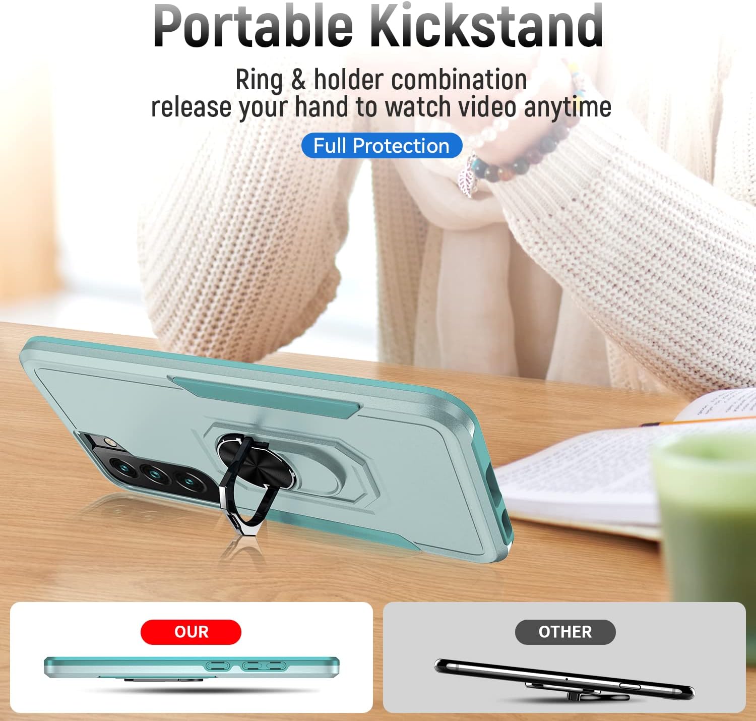 Fucozan Funda para Samsung Galaxy S22 Plus Galaxy S22+ con armadura atril anillo magnético resistente de grado militar a prueba de golpes para