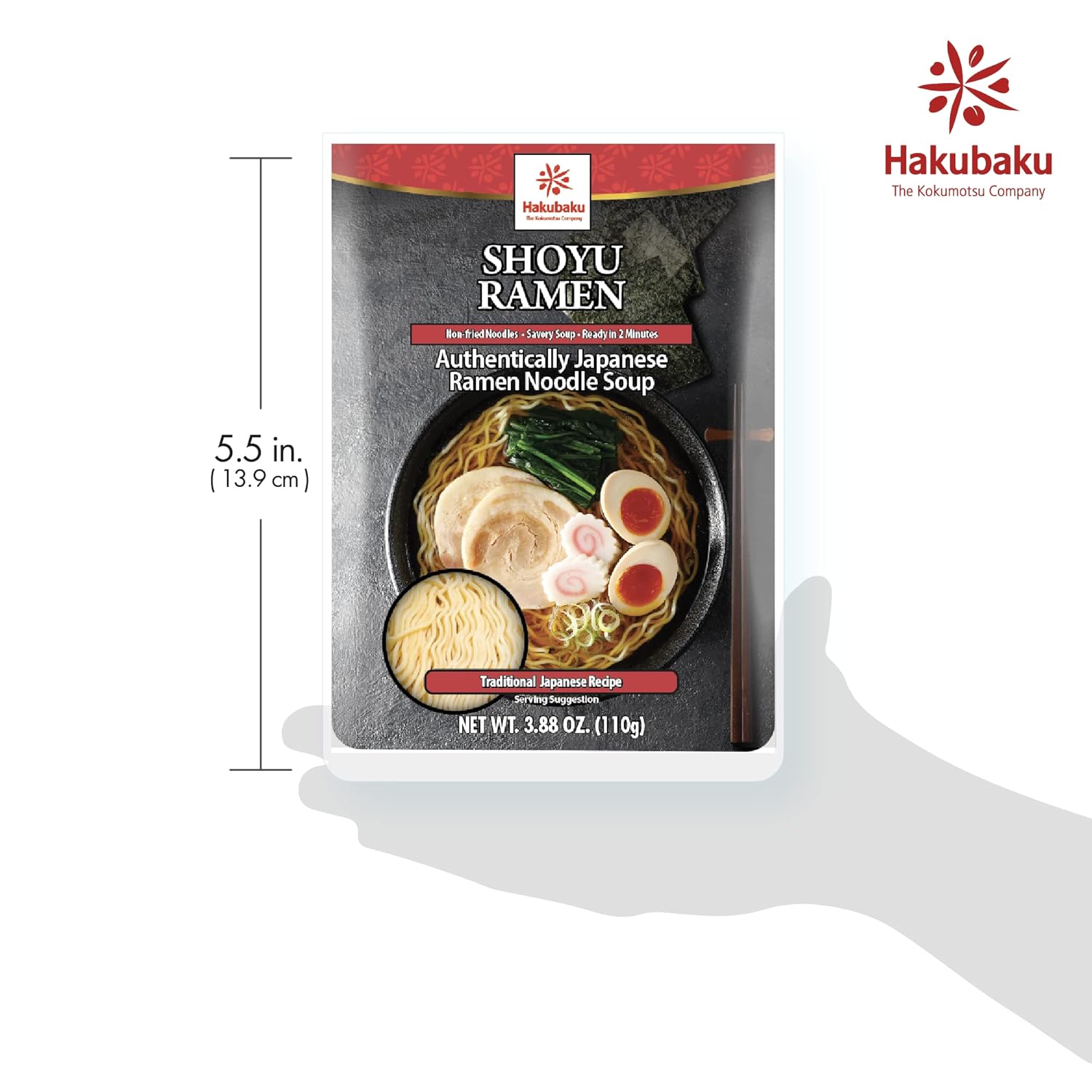 Hakubaku Sopa japonesa de fideos ramen, SHOYU, 3.88 onzas (paquete de 6), auténtico ramen japonés no frito y fideos suaves, estable en el estante