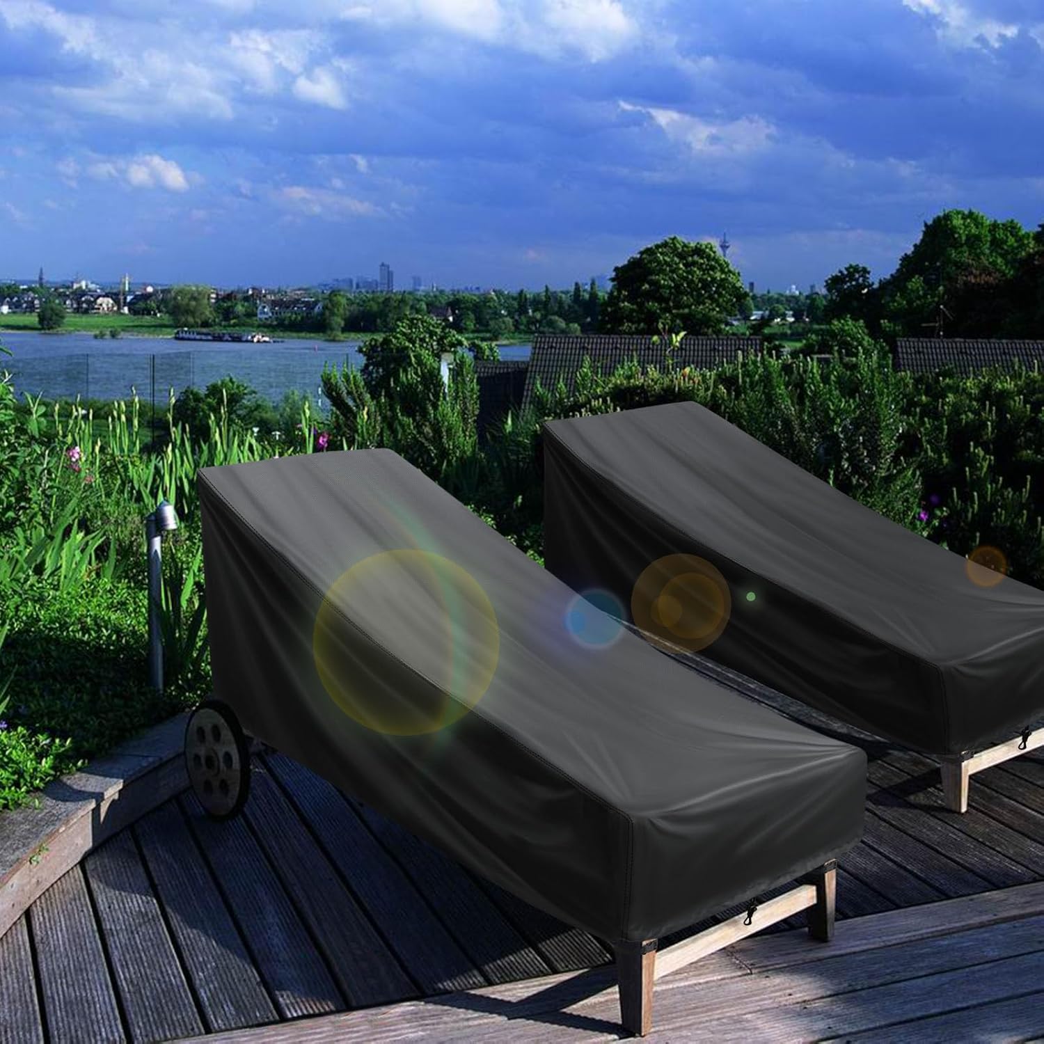 Fundas impermeables para tumbonas de patio, para exteriores, para todo tipo de clima, protección resistente para tu valiosa tumbona, 76 pulgadas de