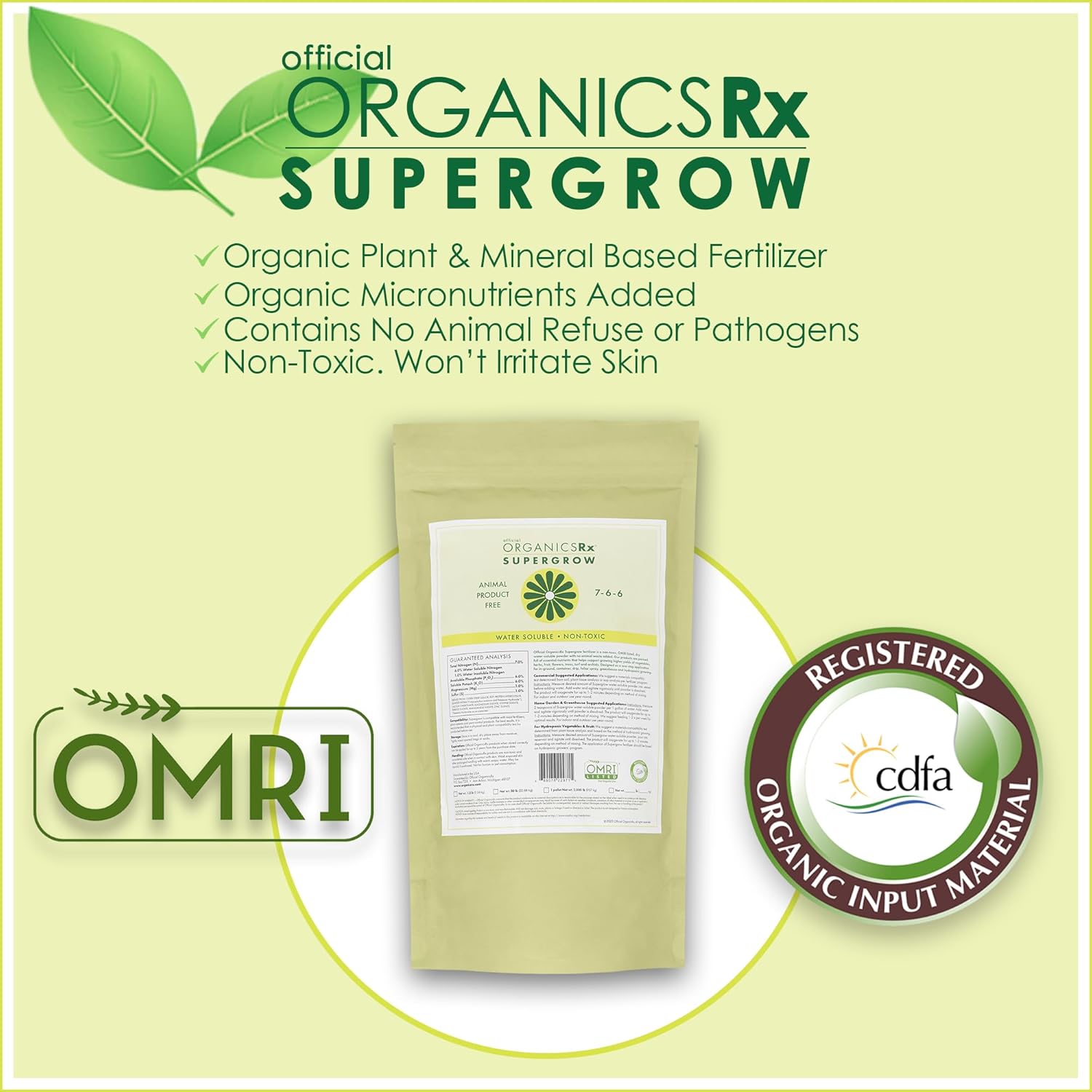 Supergrow Fertilizante en polvo para plantasjardinería, bolsa de 1.25 libras (1.25 libras)