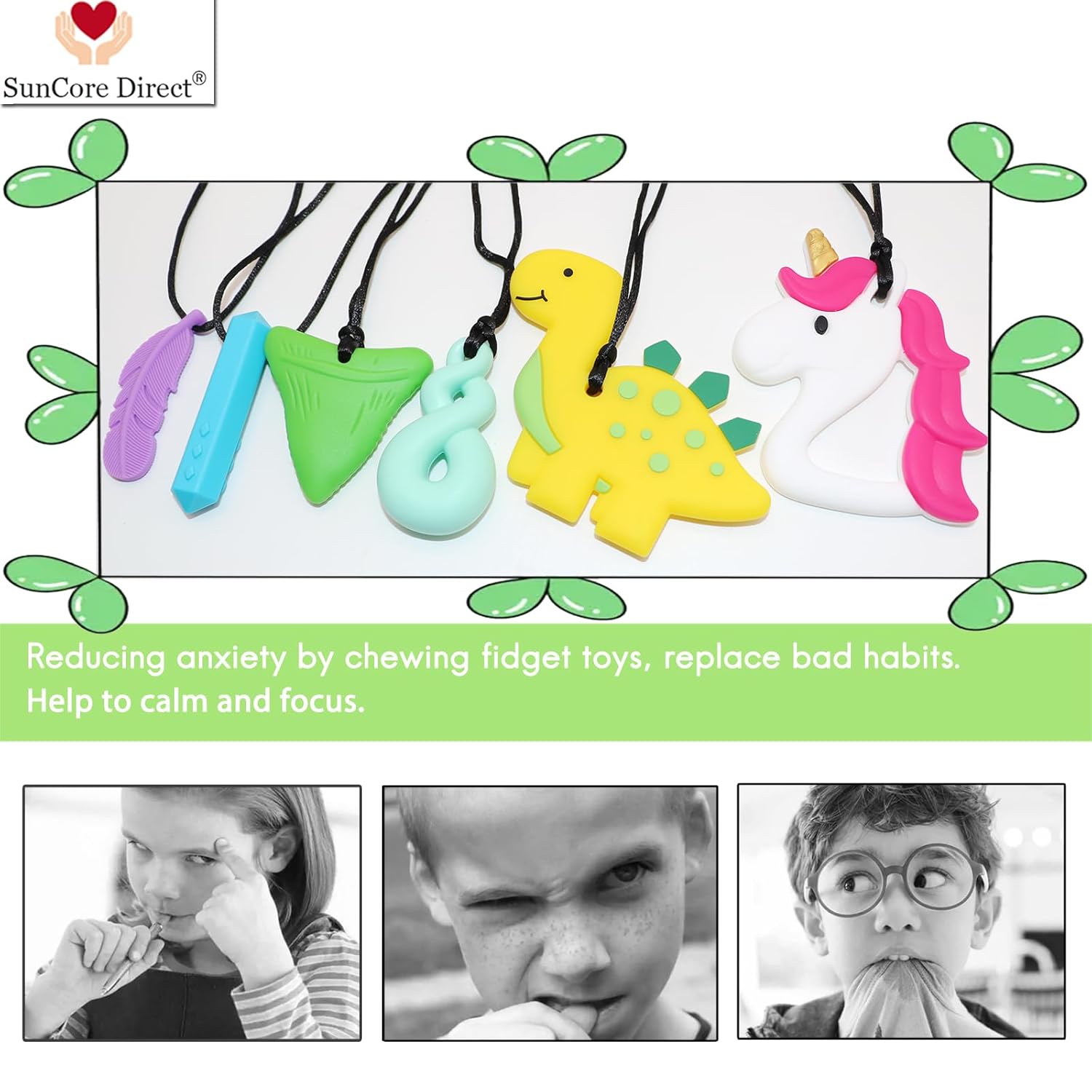 Collares masticables para niños sensoriales, paquete de 6 collares masticables para niños o niñas con TDAH o necesidades especiales, juguetes