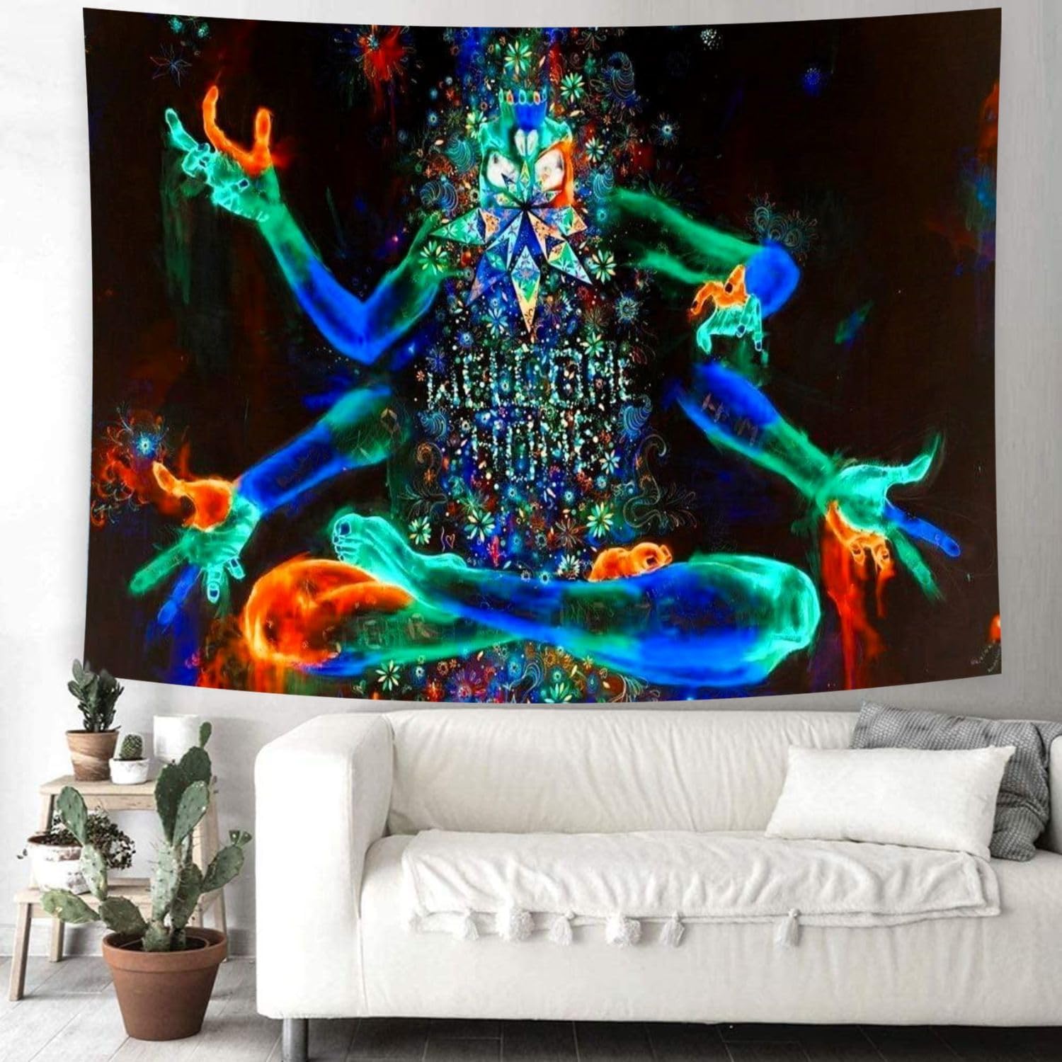 Delur Tapiz de meditación de yoga, colorido zen espiritual chakra, tapiz indio, hippie, bohemio, psicodélico, abstracto, tapiz colgante de pared