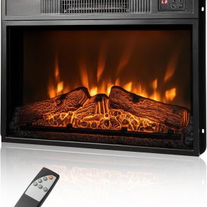 ORALNER Inserto de chimenea eléctrica de 23 pulgadas, calentador de chimenea empotrado con 3 efectos de llama LED, control remoto y temporizador de ORALNER Inserto de chimenea eléctrica de 23 pulgadas, calentador de chimenea empotrado con 3 efectos de llama LED, control remoto y temporizador de