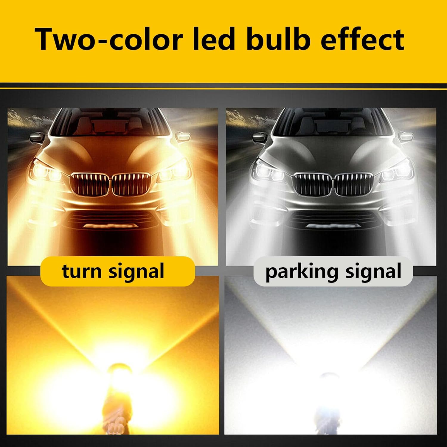 ZBGUN T25 3157 20SMD – Luz intermitente de doble color con proyector, repuesto para luces de freno de freno trasero, par de 2 interruptores ámbar