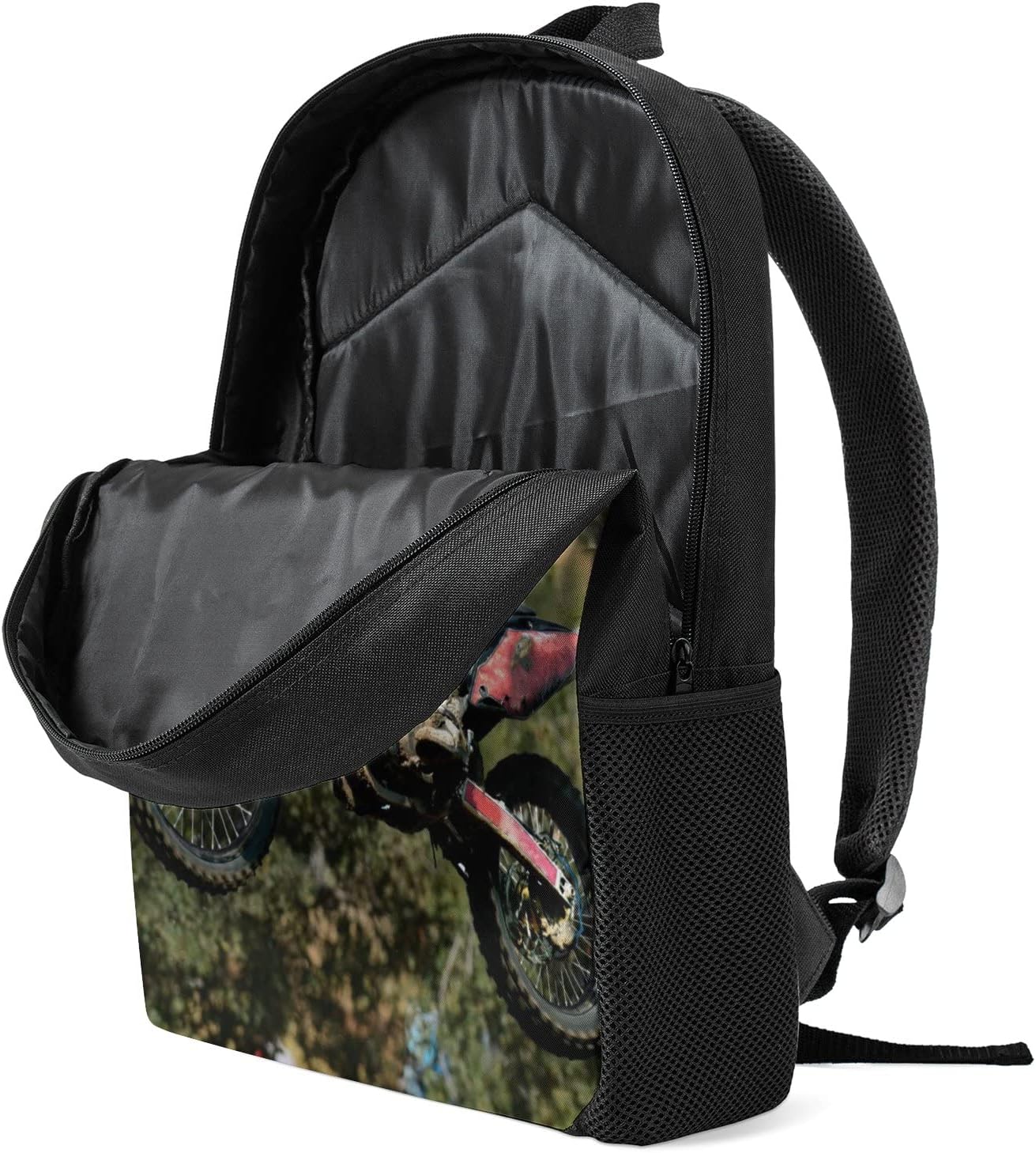 Divertida mochila escolar de motocross, resistente al agua, mochila para estudiantes, mochila de moda, senderismo, viajes, mochila grande de 17