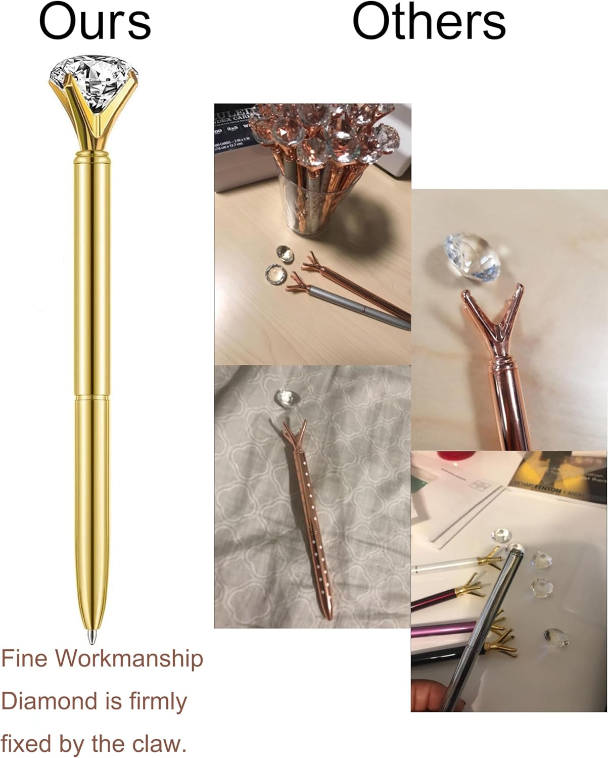 EUICAE Bolígrafos de diamante, bonitos bolígrafos de diamante, suministros de oficina, regalos de decoración para mujeres, damas de honor,