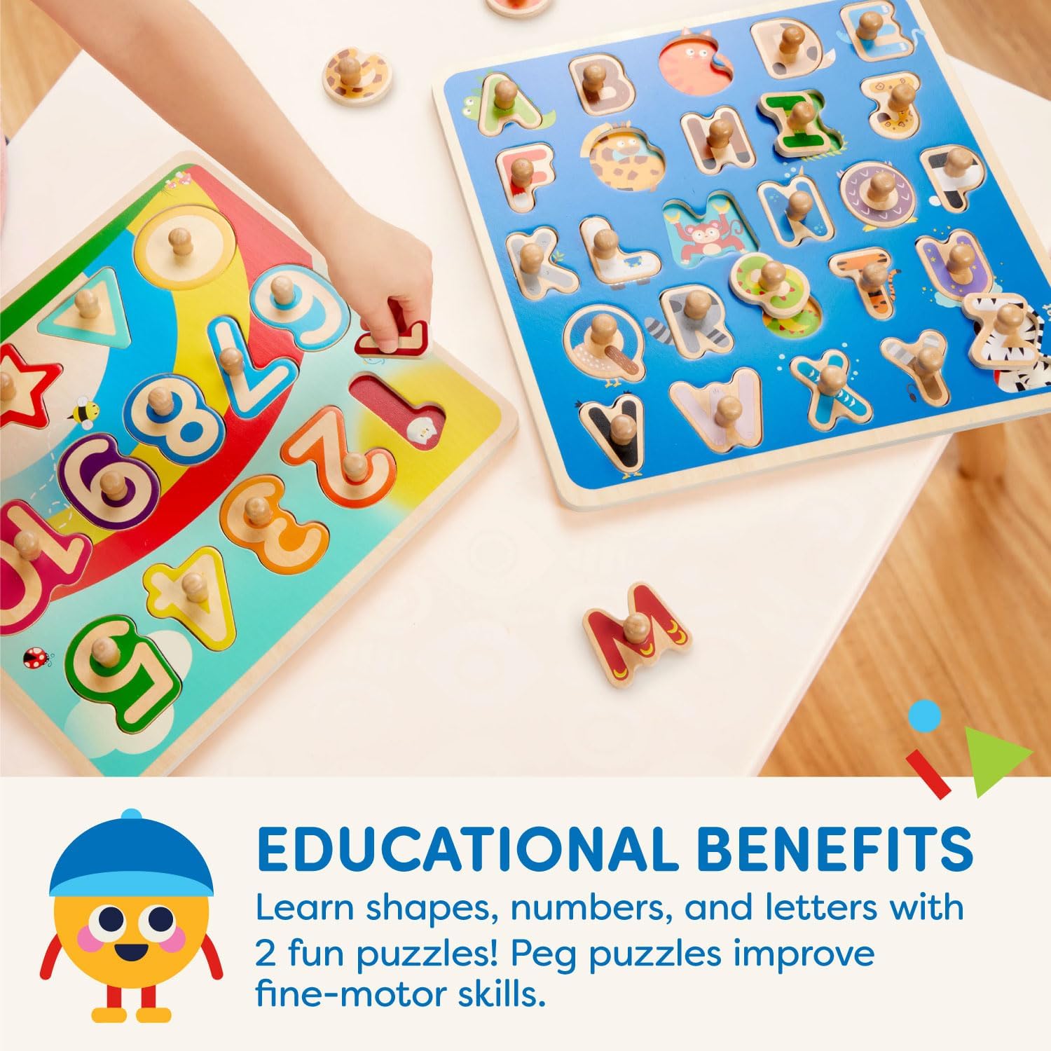 Battat – Rompecabezas de madera del alfabeto y los números- Puzzle n’ Learn ABC & 123- Juguete educativo para niños – 2 años +