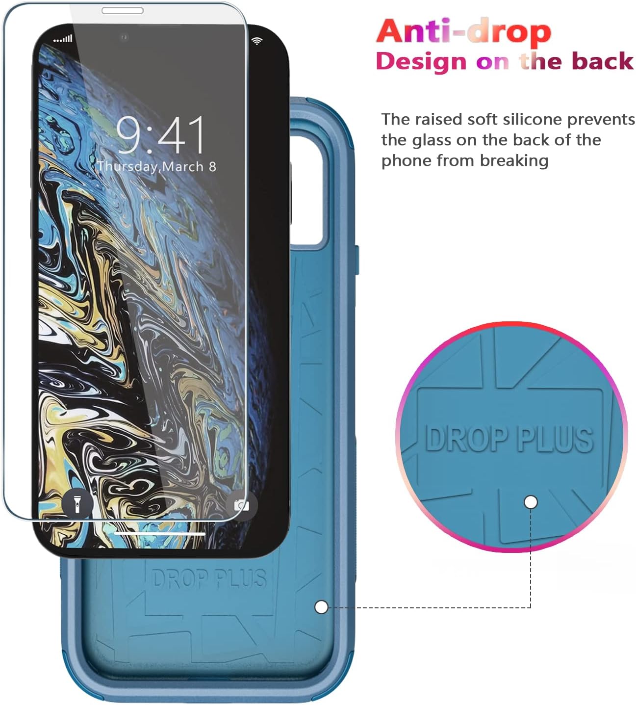 Diverbox Funda para iPhone XiPhone Xs a prueba de golpes a prueba de caídas Protector de pantalla de vidrio templado Funda de protección resistente