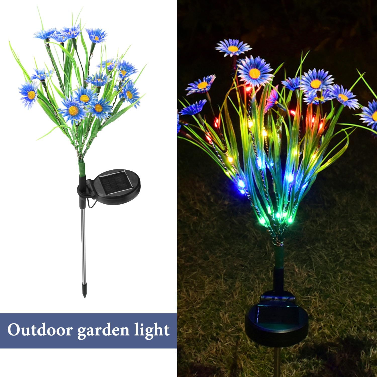 Luces solares de jardín, luces de camino de flores impermeables para exteriores, luces de jardín alimentadas por energía solar, impermeables, para