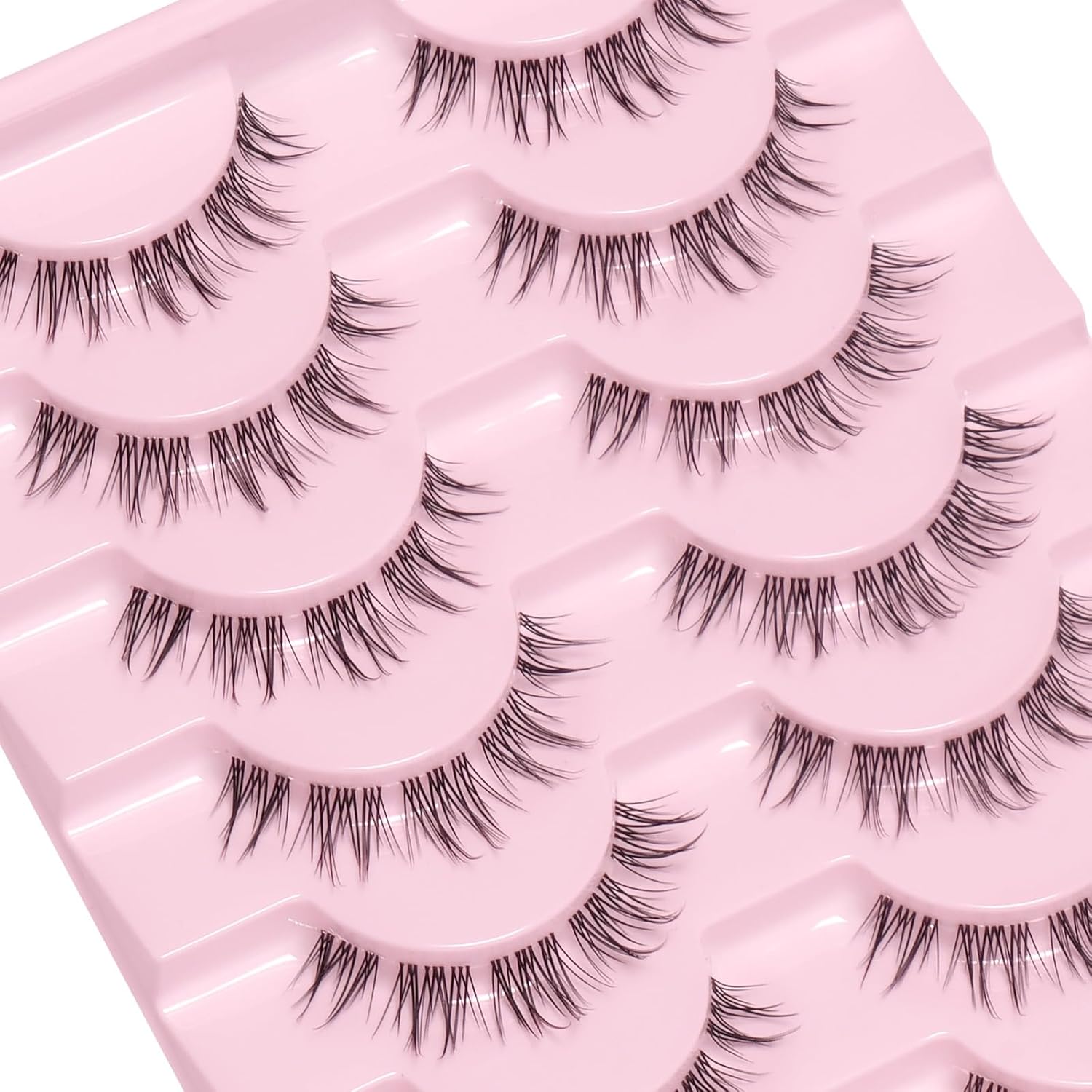 Paquete de 10 pares de pestañas postizas de visón finas, esponjosas, aspecto natural, banda de pestañas transparentes