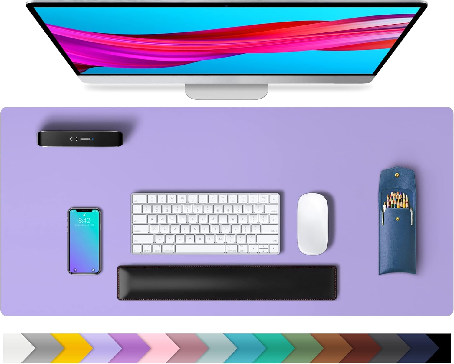 Protector de piel para escritorio, antideslizante, de piel sintética, tapete para mouse, cubierta para escritorio de oficina, tapete de escritorio