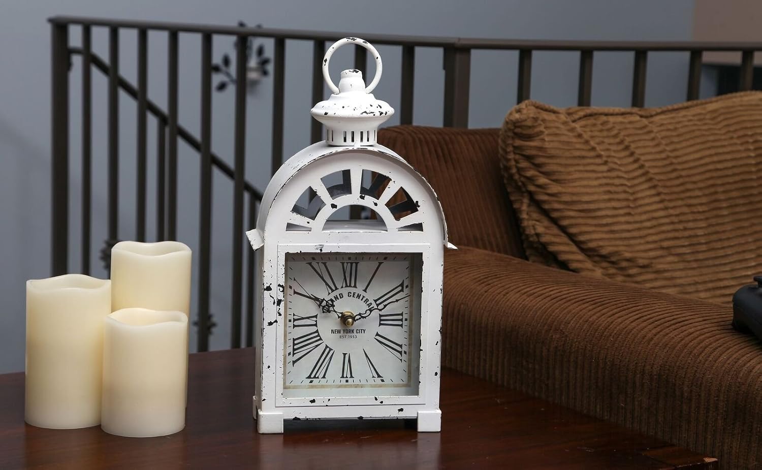Lily’s Home Reloj de manto estilo estación de tren Grand Central de inspiración vintage, silencioso sin tictac con movimiento de cuarzo, se adapta a