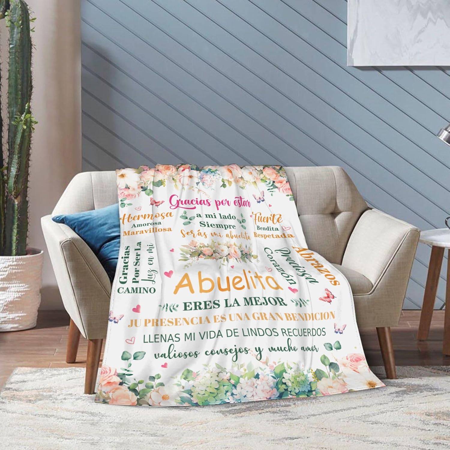 Regalos para Abuela en Español, Manta de Abuela, Regalos para Abuela en Español para cumpleaños, regalos para abuela de nietos manta de 60 x 50