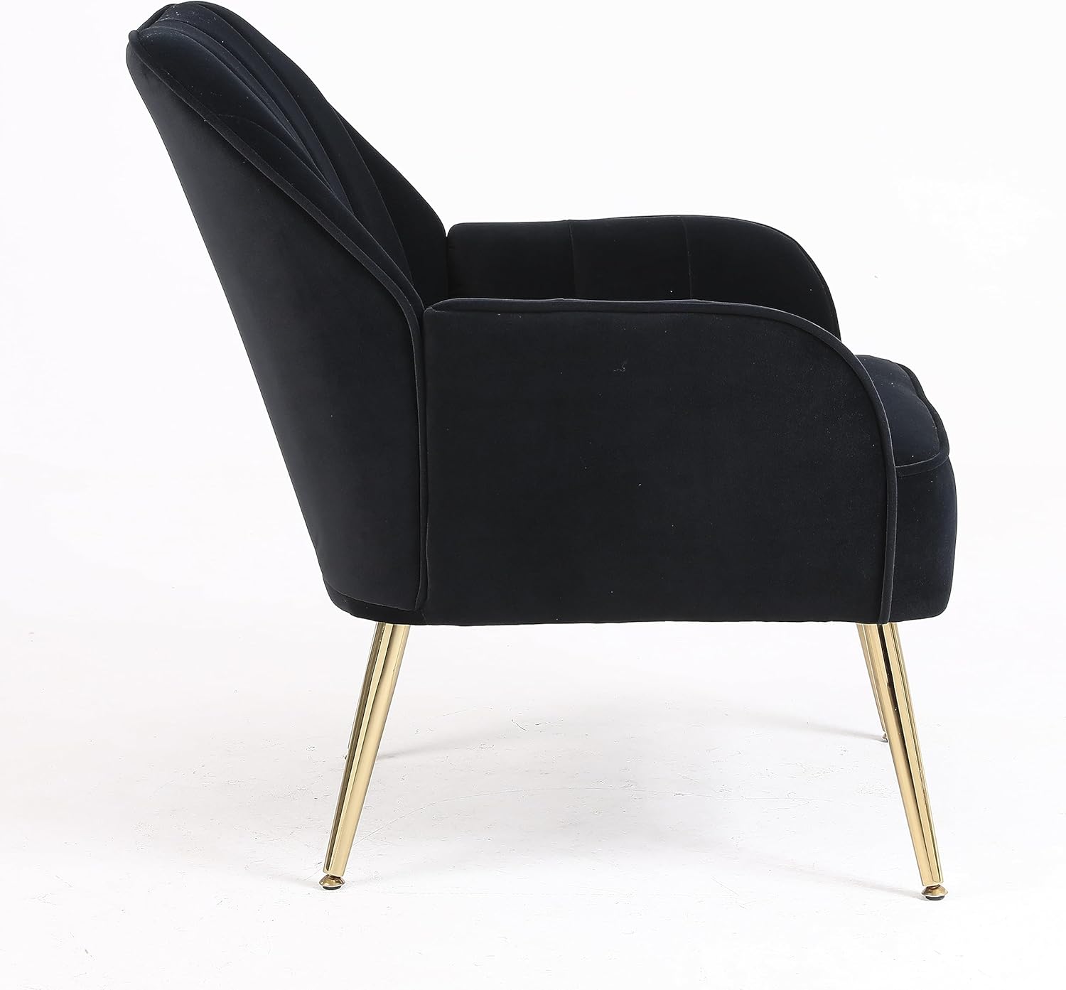 SSLine Silla decorativa de terciopelo, moderna silla tapizada con patas de metal dorado, acolchada gruesa, silla de invitados, silla de tocador,