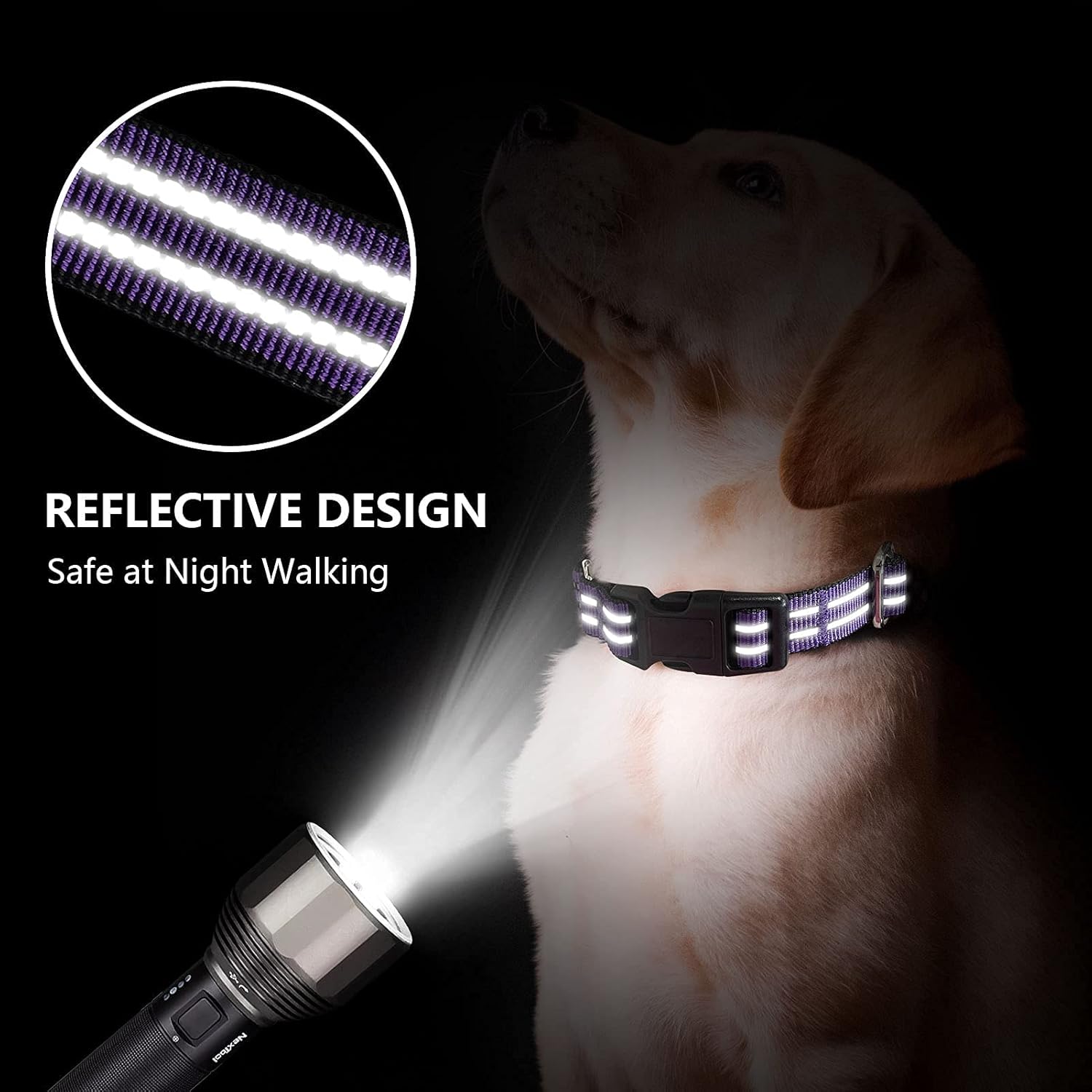 Martingale – Collar para perro, collar reflectante de nailon ajustable con hebilla. Sin tirones para perros pequeños, medianos y grandes. Evita que