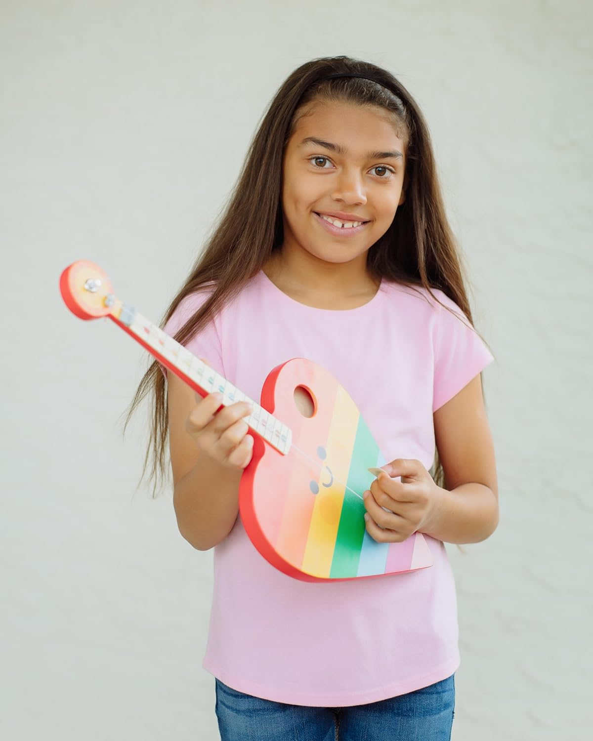 Rainbow Heart – La forma más fácil de comenzar y aprender guitarra – Construcción de madera premium – 1 instrumento de juguete de cuerda para niños
