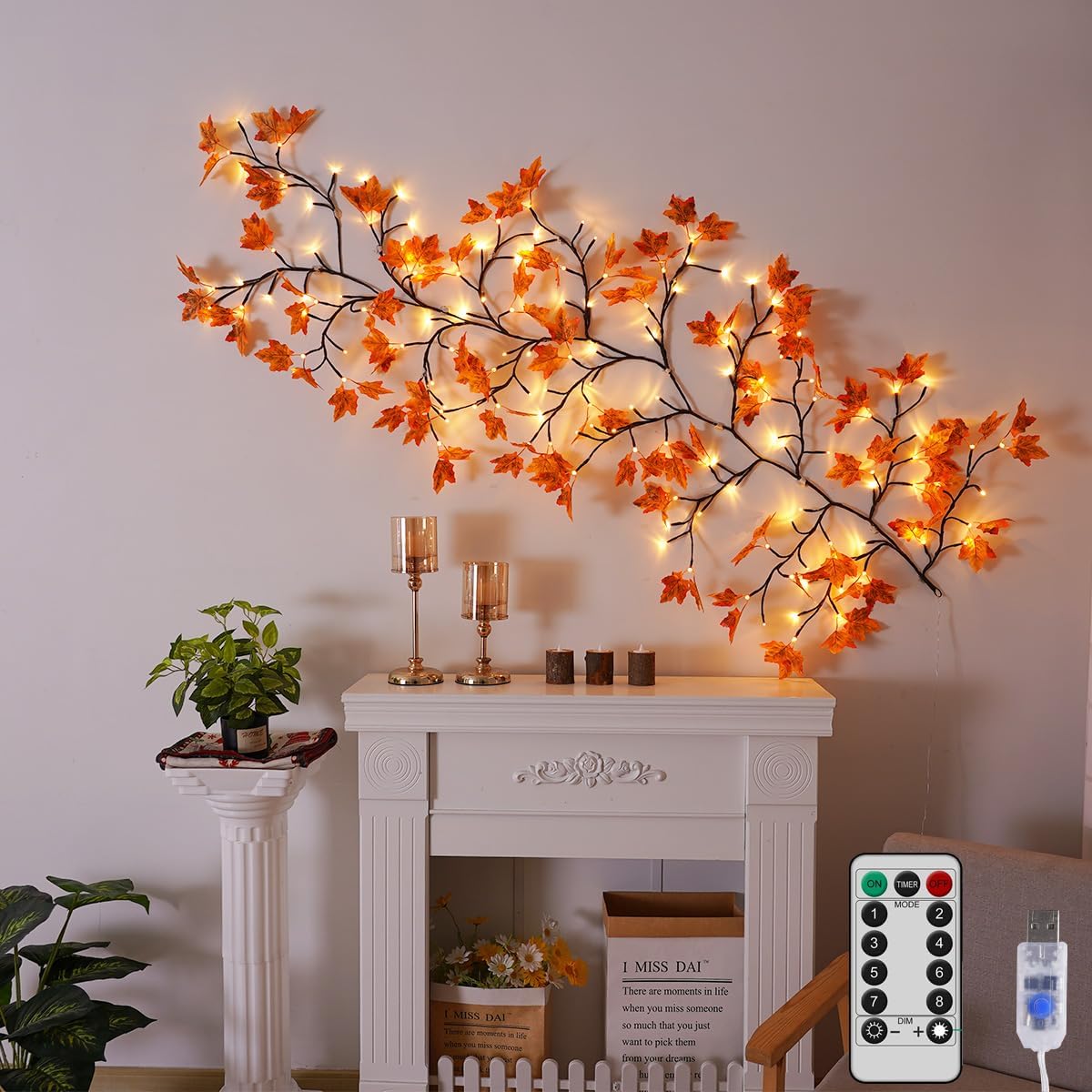 144 luces LED de vid de sauce encantado con control remoto, plantas artificiales, guirnaldas de árboles, decoración de bodas, fiestas, interiores y