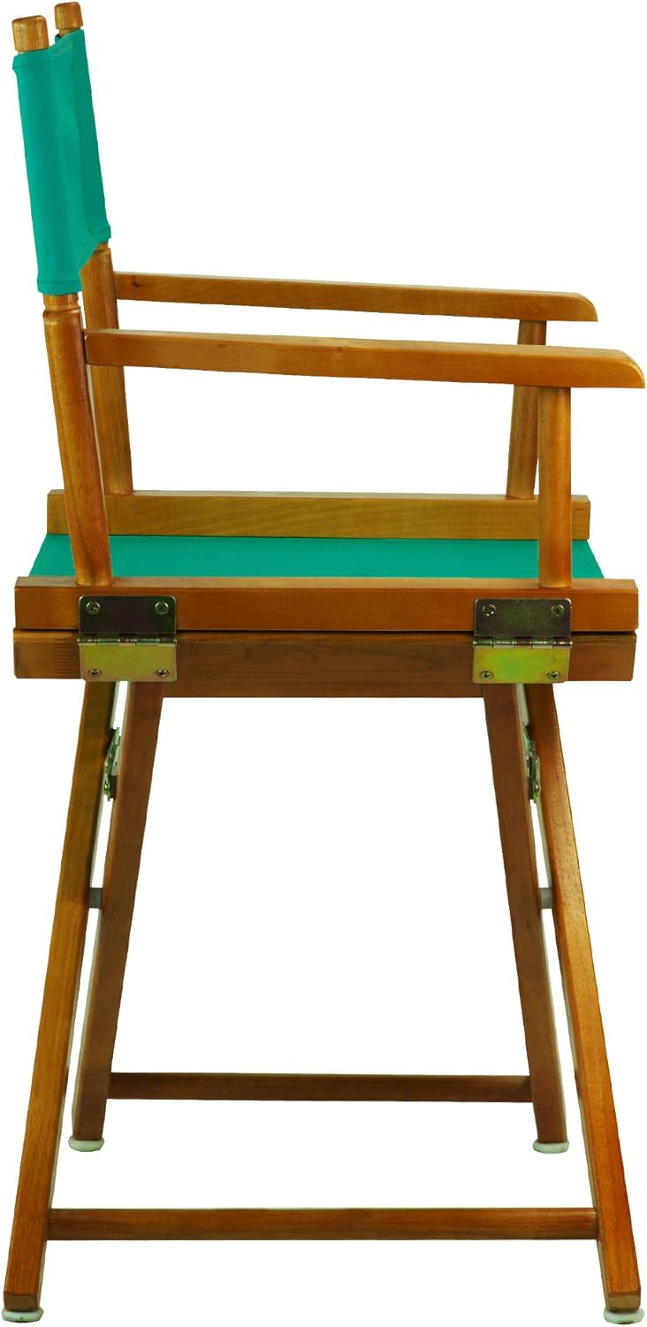 Casual Home – Silla de director de 18.0in, marco de roble miel con lona verde azulado