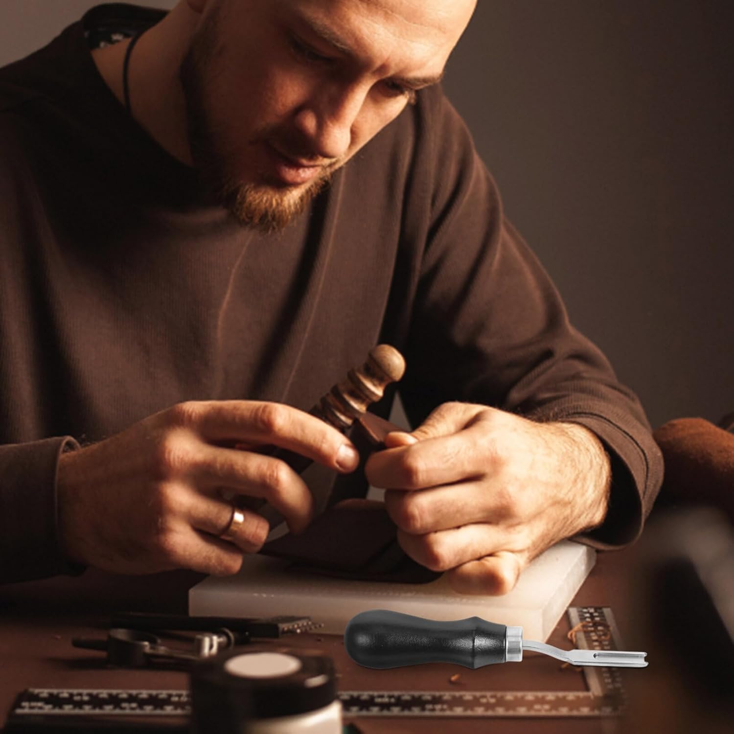 EXCEART Tools Leather beveler Tool leathercraft Edge Skiving beveler Leather Edges Stitching Tool Leather Stitching beveler Leather Stitching Tool