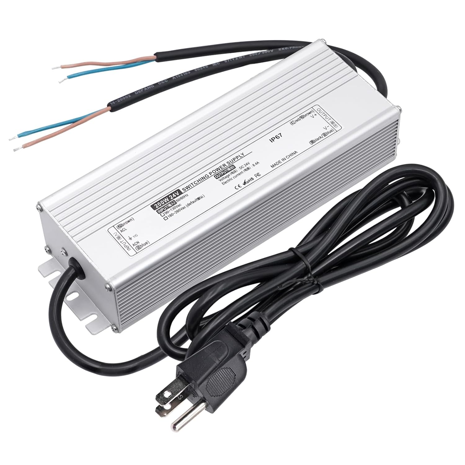 Fuente de alimentación del controlador LED 24V 150W IP67 impermeable AC 90-130V 6.25A a DC 24V Adaptador de transformadores de bajo voltaje para