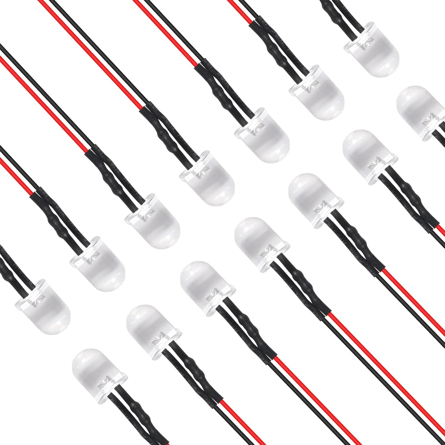 30 unidades de diodos emisores de luces LED de 0.394 pulgadas preconectados CC 12 V color verde LED ultra brillantes diodos emisores de luz LED luz