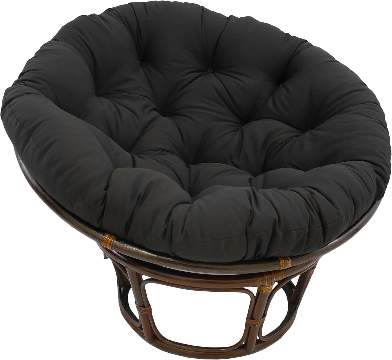 Bali – Silla Papasan de 42 pulgadas con cojín de sarga índigo