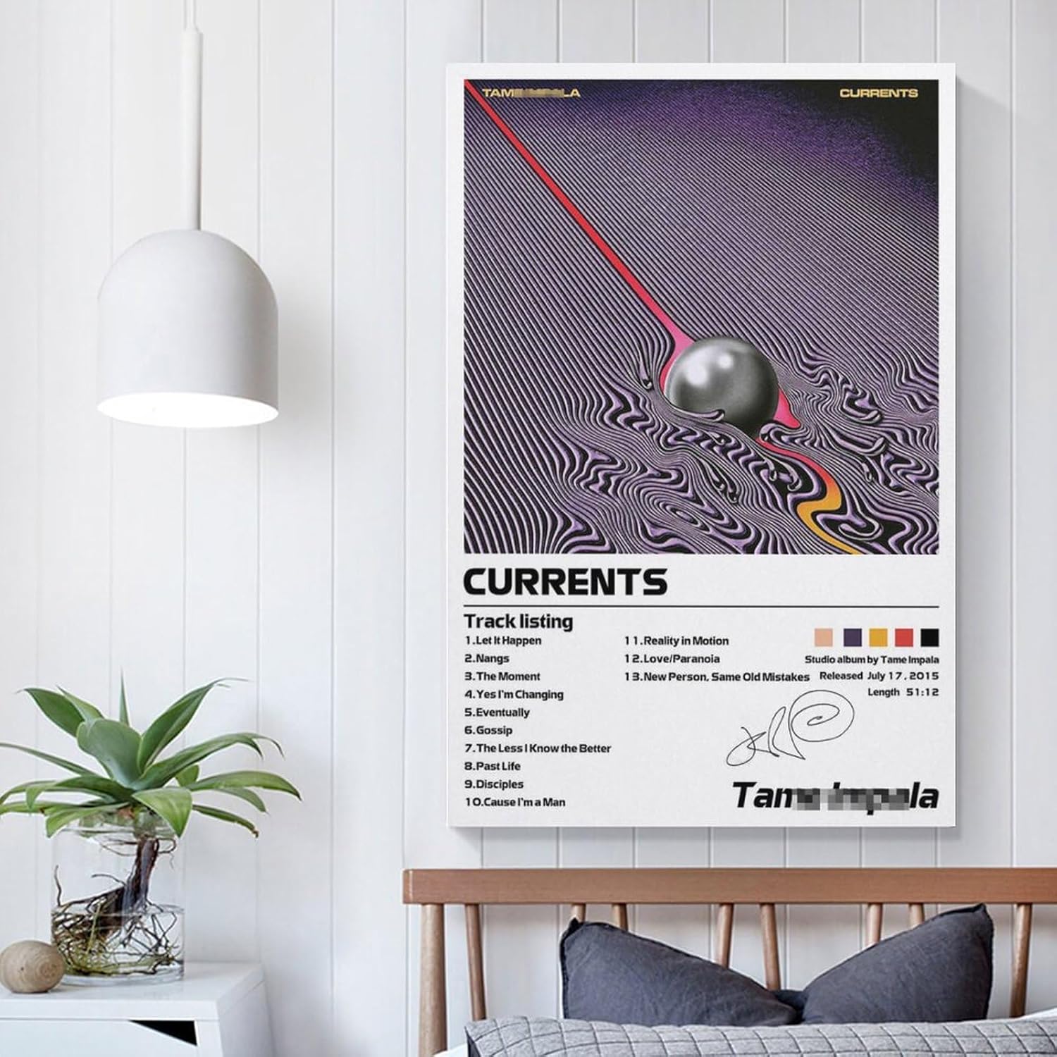 Khglxm Pósteres de la firma Tame Music Impala, cubierta de corrientes de álbum, impresiones artísticas en lienzo para decoración de pared,