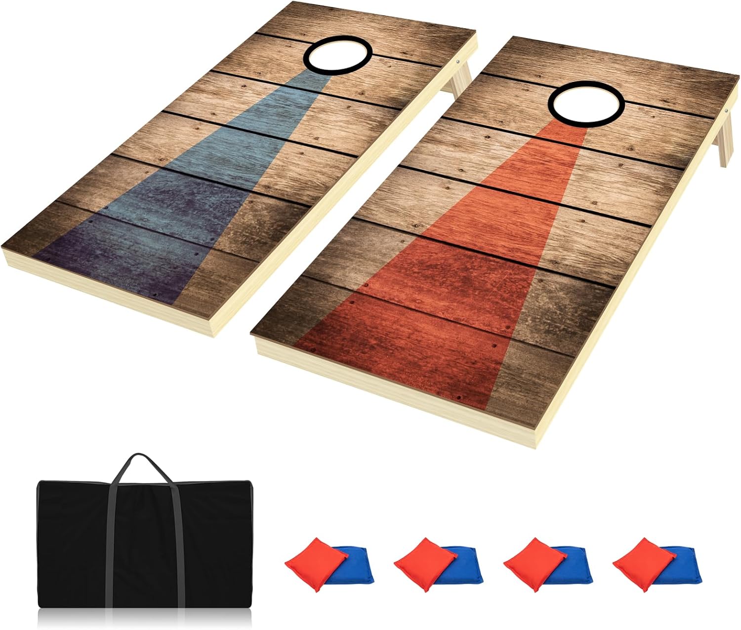 Juego de tableros de cornhole  Juego de tableros de maíz reguladores de madera maciza de 3 x 2 pies, juego para exteriores con 8 bolsas de frijoles