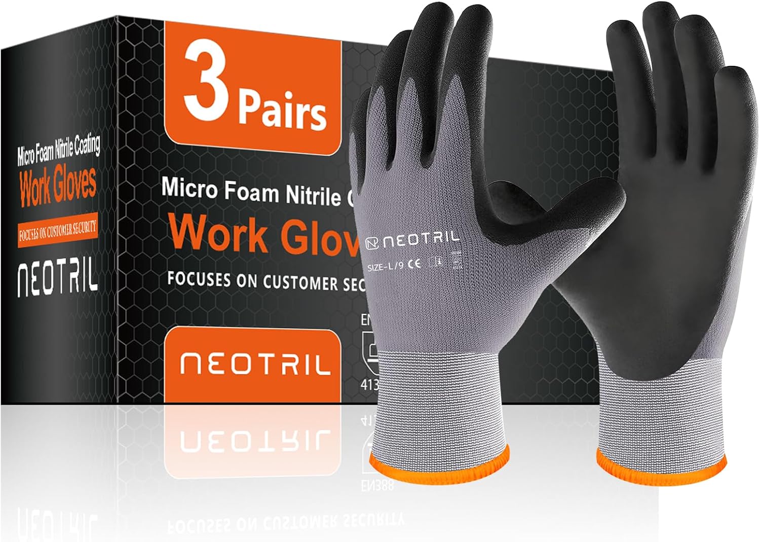Guantes de trabajo de seguridad con revestimiento de nitrilo de microespuma, 361236 pares, guantes de trabajo de nailon transpirable para hombres y